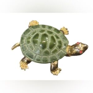 Green and Gold Turtle Brooch